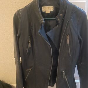 MICHAEL Michael Kors Black Leather Moto Jacket